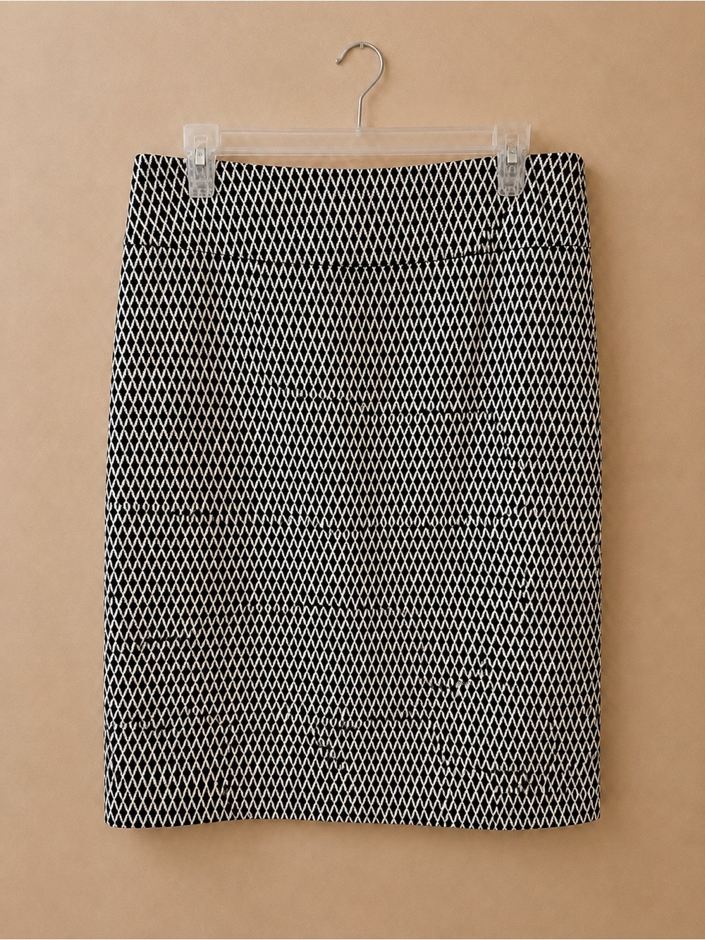 Margaret M Black & White Geometric Pencil Skirt